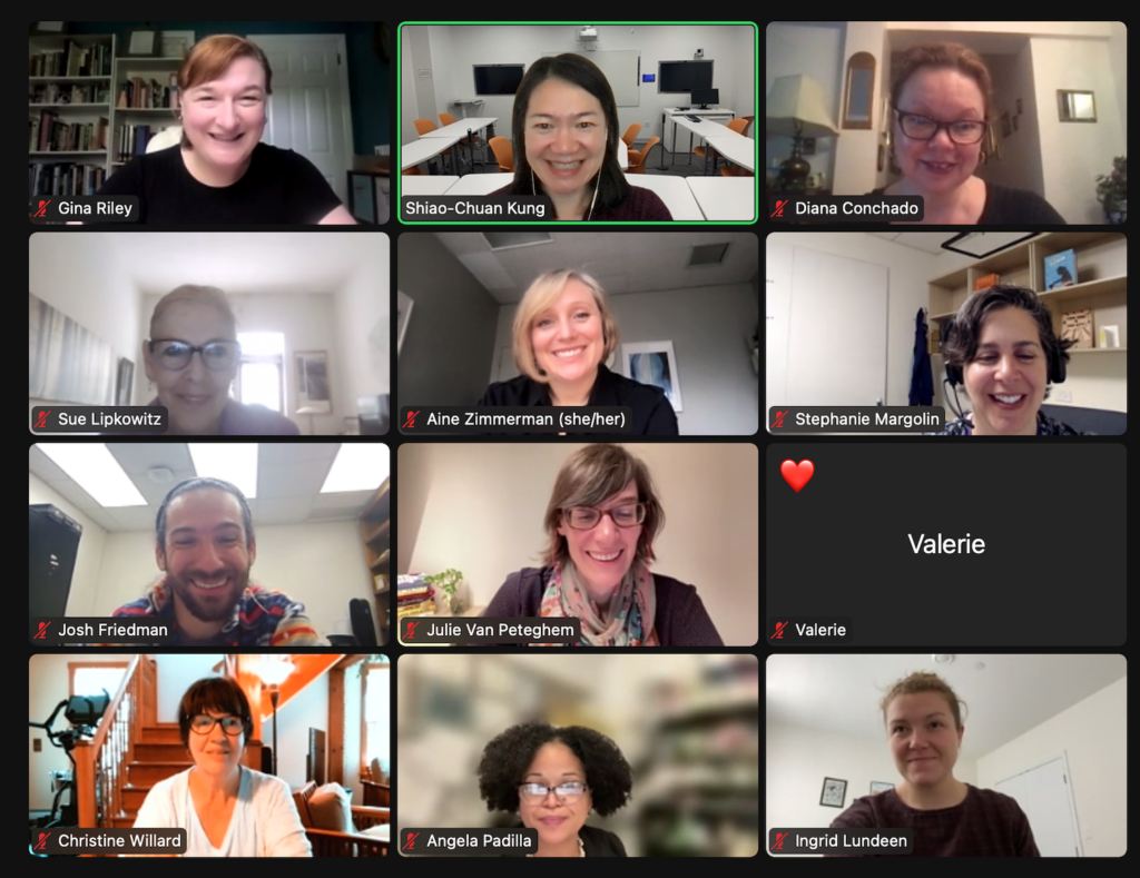 ACERT Podcast members in a screenshot from a group meeting-featuring smiling members
